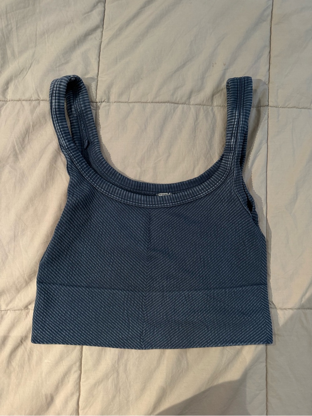 Urban Outfitters Denim Blue Ribbed Scoop Crop Top